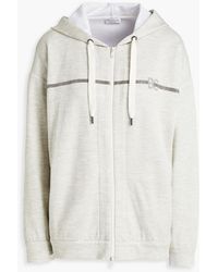 Brunello Cucinelli - Bead-embellished Cotton-blend Jersey Sweatshirt - Lyst