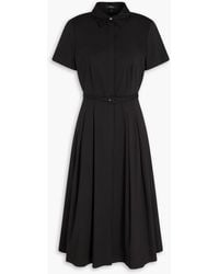 Theory - Belted Cotton-Blend Poplin Midi Shirt Dress - Lyst