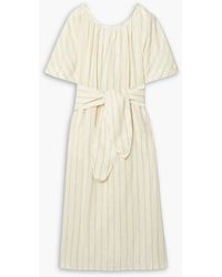 Mara Hoffman - Aliz Belted Striped Linen And -blend Midi Dress - Lyst
