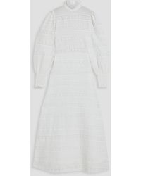 Antik Batik Aramande Lace-trimmed Pintucked Cotton Maxi Dress - White