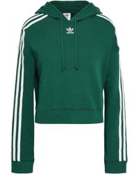adidas Originals Grosgrain-trimmed French Cotton-terry Hoodie Emerald - Green