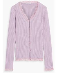 Olivia Rubin - Tansy Lace-trimmed Ribbed-knit Cardigan - Lyst