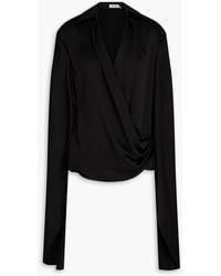 Jonathan Simkhai - Wrap-effect Draped Satin-crepe Top - Lyst