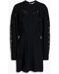 IRO - Crocheted Lace-trimmed Cutout Crepe Mini Dress - Lyst