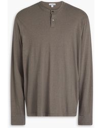 James Perse - Cotton And Linen-blend Henley T-shirt - Lyst