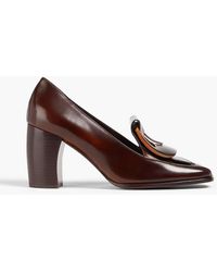 Tory Burch - Embellished Burnished Leather Loafers - Lyst
