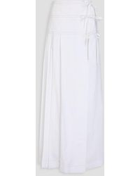 Alberta Ferretti - Pleated Cotton-blend Poplin Maxi Wrap Skirt - Lyst