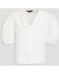 Maje - Hemd aus baumwolle mit lochstickerei und muschelsaum - Lyst