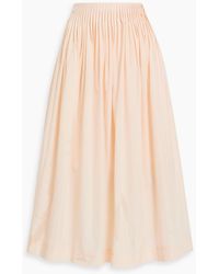 Loulou de Saison - Artemis Pleated Cotton And Silk-Blend Midi Skirt - Lyst