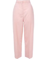 Sandro Aude Cropped Piqué Straight-leg Trousers Baby Pink