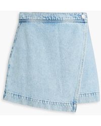 PAIGE - Aven Denim Mini Wrap Skirt - Lyst