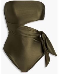 Zimmermann - Laurel Cutout Bow-detailed Bandeau Swimsuit - Lyst