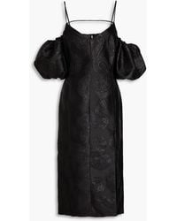 Stine Goya - Ditta Cold-shoulder Metallic Satin-jacquard Midi Dress - Lyst