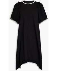 Simone Rocha - Tulle-trimmed Feather-embellished Cotton-jersey Dress - Lyst