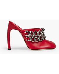 Victoria Beckham - Rita Chain-embellished Leather Mules - Lyst