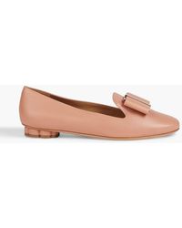 Ferragamo - Sarno Bow-embellished Textured-leather Loafers - Lyst
