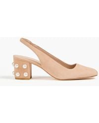 Stuart Weitzman - Embellished Suede Slingback Sandals - Lyst