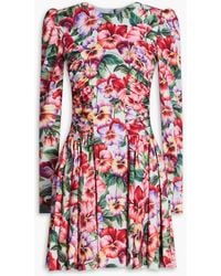 Dolce & Gabbana - Floral-print Stretch-silk Mini Dress - Lyst