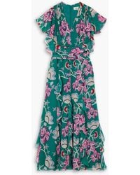 Diane von Furstenberg - Bleuet Belted Ruffled Floral-print Chiffon Midi Dress - Lyst