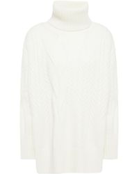 N.Peal Cashmere Cable-knit Cashmere Turtleneck Jumper - White