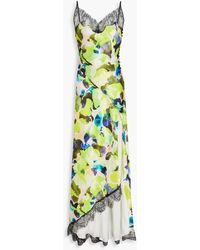 Nicholas - Maxikleid aus satin mit spitzenbesatz und print - Lyst