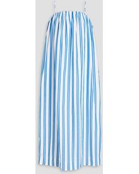 Ganni - Striped Organic Cotton-poplin Maxi Dress - Lyst