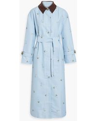 Sleeper - Corduroy-trimmed Floral-print Trench Coat - Lyst