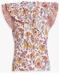 10 Crosby Derek Lam - Najah bedruckte bluse aus popeline aus einer baumwollmischung mit rüschen - Lyst