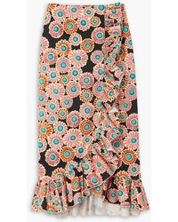 La DoubleJ - Cascata Ruffled Wrap-Effect Floral-Print Cotton-Blend Skirt - Lyst
