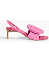 Jacquemus - Cuscinu Embellished Leather And Suede Slingback Sandals - Lyst