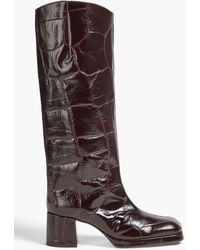 Miista - Tundra Croc-effect Leather Knee Boots - Lyst