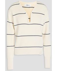 Victoria Beckham - Striped ribbed cotton-blend sweater - Lyst
