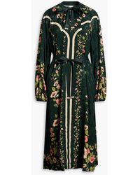Agua Bendita - Floral-Print Satin-Jacquard Midi Dress - Lyst
