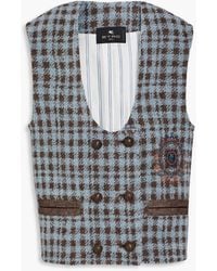 Etro - Double-Breasted Houndstooth Bouclé-Tweed Vest - Lyst