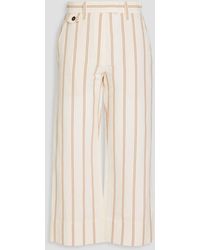 Brunello Cucinelli - Striped Linen And Cotton-Blend Crepe Straight-Leg Pants - Lyst
