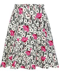 Valentino Flared Floral-print Wool-felt Skirt Off-white