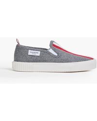 Thom Browne - Heritage Striped Felt Slip-on Sneakers - Lyst
