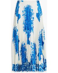 Valentino Garavani - Pleated Floral-print Silk-twill Midi Skirt - Lyst