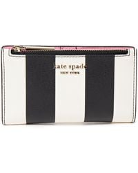 Kate Spade Spencer Stripe Faux Textured-leather Wallet - Black