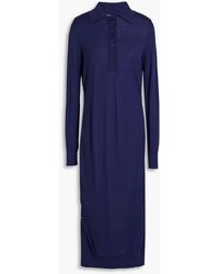 Zimmermann - Printed Twill-Paneled Cashmere Midi Dress - Lyst