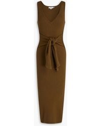 GOOD AMERICAN - Belted Ribbed Cotton-blend Midi Dress - Lyst