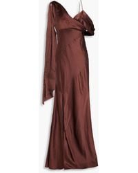 Nicholas - Asymmetric Draped Silk-blend Satin Maxi Dress - Lyst