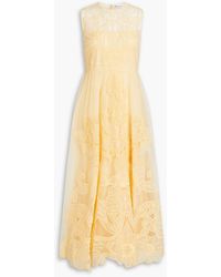 RED Valentino - Embroidered Point D'esprit Silk-tulle Midi Dress - Lyst