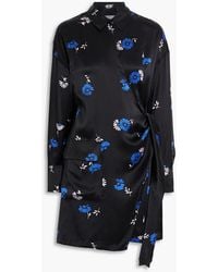 Equipment - Aaleah Floral-print Silk-satin Mini Wrap Dress - Lyst