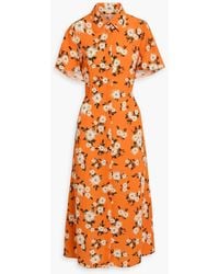 Emilia Wickstead Ragna Rose-print Taffeta-faille Dress in Yellow | Lyst