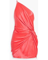 Michelle Mason - One-shoulder Twisted Silk-satin Mini Dress - Lyst