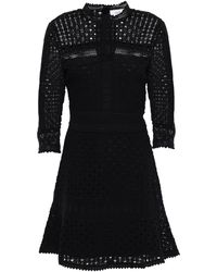 Ba&sh Guipure Lace Cotton Mini Dress Black