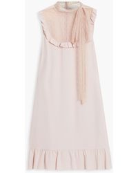 RED Valentino - Pussy-bow Point D'esprit-paneled Crepe Mini Dress - Lyst
