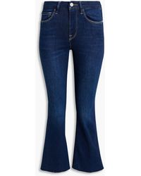 FRAME - Cropped Faded Denim Bootcut Jeans - Lyst