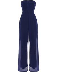 halston heritage navy jumpsuit